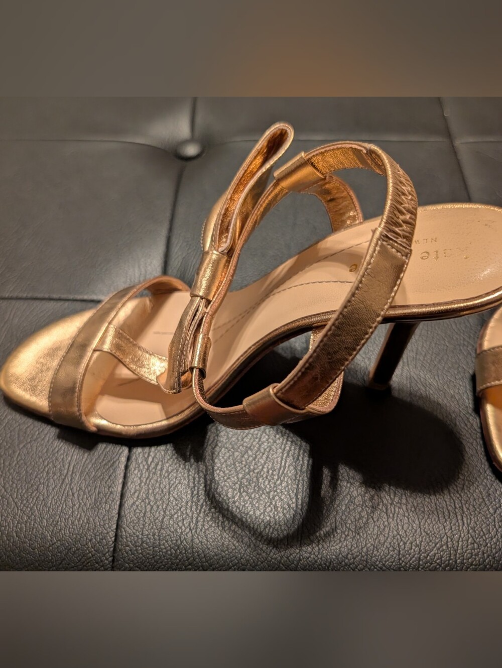 Kate Spade Metallic Gold Strappy High Heel Sandals - Women's
